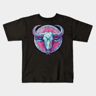 Buffalo skull mandala Kids T-Shirt